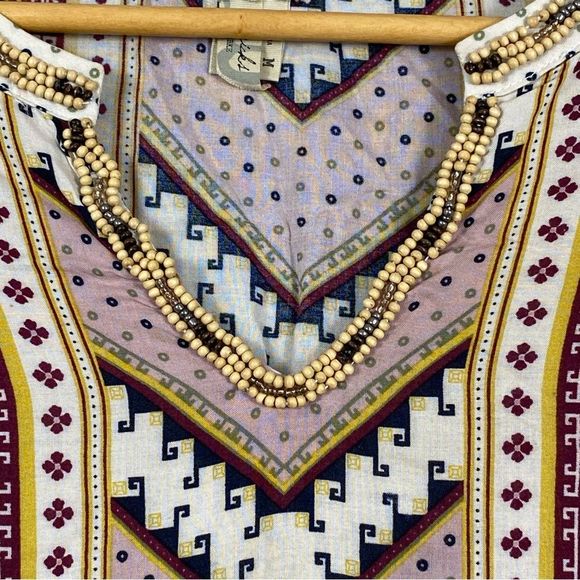 Gimmicks by BKE Womens Multicolored Aztec Dotted Print Long Sleeve Boho Blouse M - Picture 3 of 10